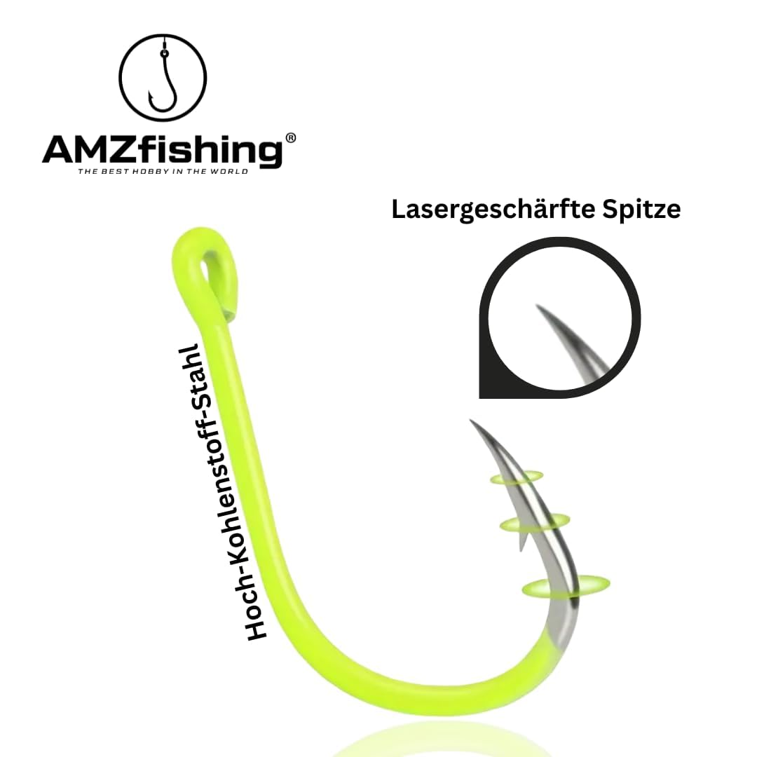 AMZfishing Lot de 20 hameçons à truite aiguisés au laser actifs UV