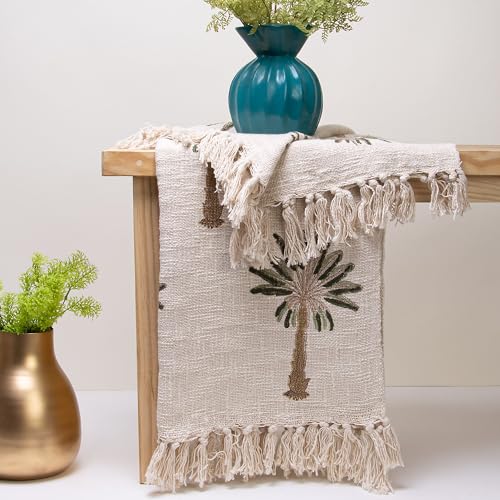Image of Soft Cotton Palm Tree Sofa Throw Blanket 50x70 Inch or 127cm x 178cm Cozy and Lightweight, Perfect for Sofa, Bed, and Travel - Ideal for All Seasons (Pack of 1)
