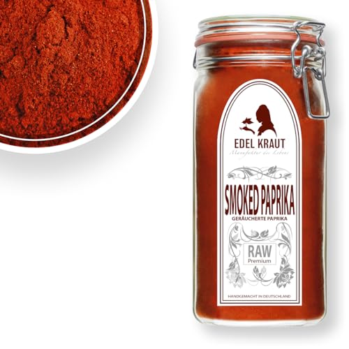 Geräuchertes Paprikapulver 700g im Premium Drahtbügelglas | EDEL KRAUT - Spitzen Paprika geräuchert - 100% naturreines Paprikapulver geräuchert | SMOKED PAPRIKA BBQ