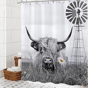 Windmill Highland Cow Funny Bull Shower Curtain Farmhouse Rustic Animal Shower Curtain Set Cattle Western Country Bath Curtain Modern Brown Farm Bathroom Accessories Home Decor 72x72 12 Hooks Windmill Highland Cow Funny Bull Shower Curtain Farmhouse Rustic Animal Shower Curtain Set Cattle Western Country Bath Curtain Modern Brown Farm Bathroom Accessories Home Decor 72×72 12 Hooks
