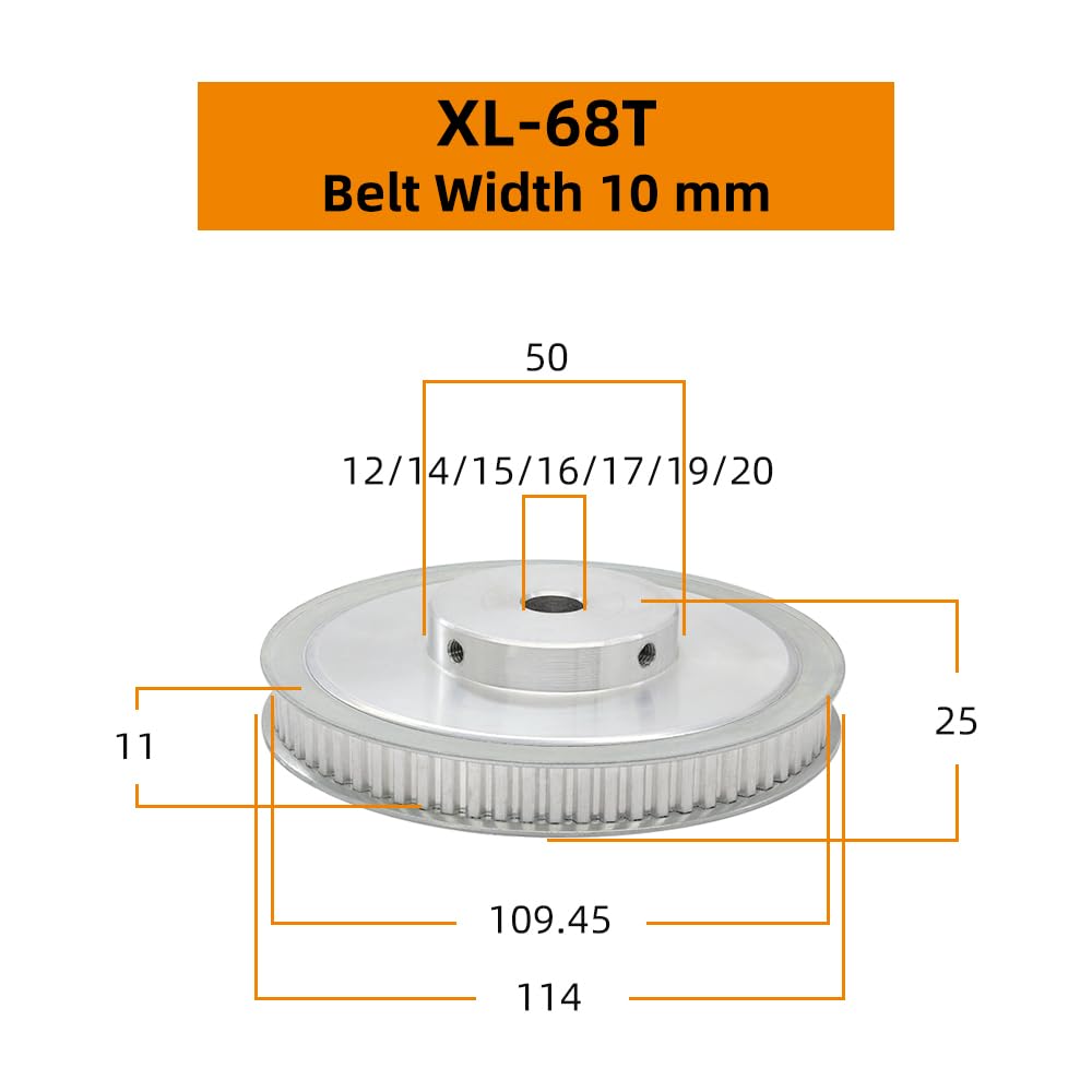 Puleggia dentata XL 1 pz 68T/70T/72T Trapezoidale Passo denti 5,08 mm Larghezza cinghia 10 68 70 72(17x5x2.3 mm,70T-Belt Width 10mm)