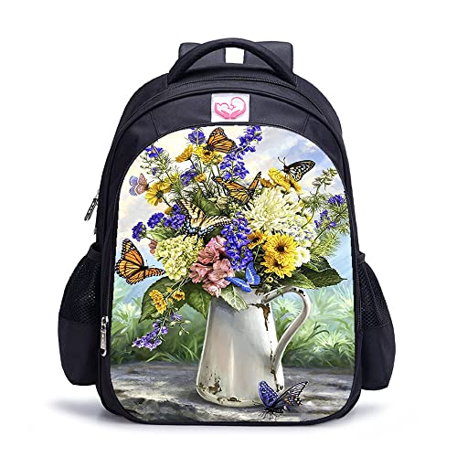 Sac à dos scolaire enfant fleurs pour la rentrée 16"