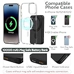 Mag-Safe Charger Wireless Charging Station: 3 in 1 10000mAh Portable Power Bank Compatible for iPhone 16/15/14/13/12 Series and Apple Watch - Magnetic Charging Stand Black - Image 3