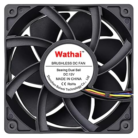 Wathai 12038 120mm x 38mm PWM Computer PC Case Fan 12V 4pin 5300rpm High Airflow Duall Ball CFM FG DC Brushless Cooling Fan Cover
