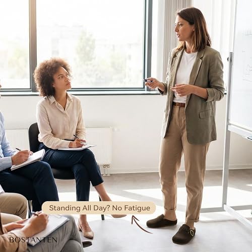 Image of BOSTANTEN Clogs for Women Wide Width Comfortable Suede Mules with Soft Footbed and Arch Support, Cute Slip On Potato Shoes