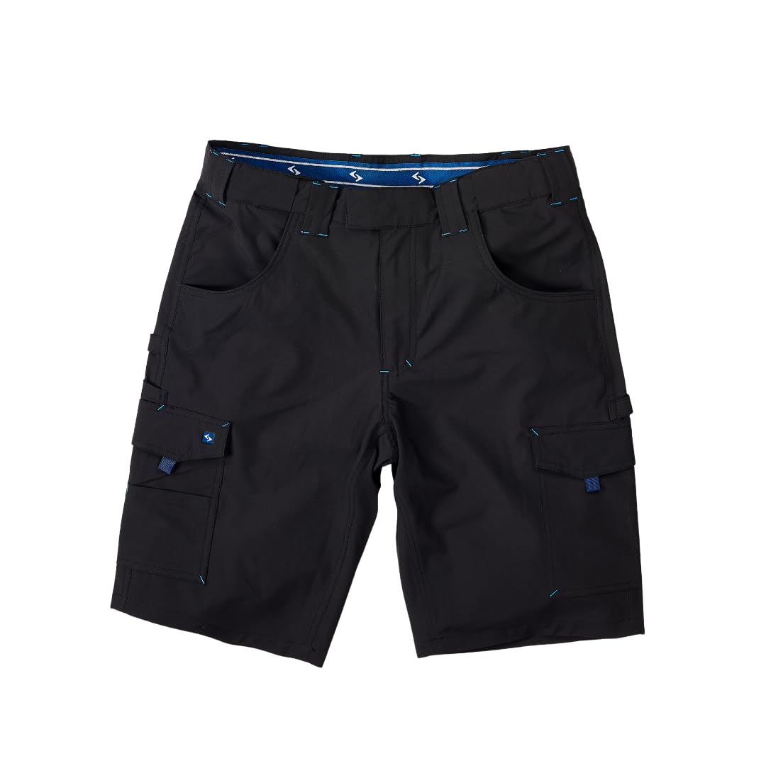 Scheibler Workwear – Pantaloncini softshell da uomo – Pantaloni da lavoro altamente elastici per l'estate – Pantaloni corti softshell con cintura flessibile, elastico in vita e molte tasche –