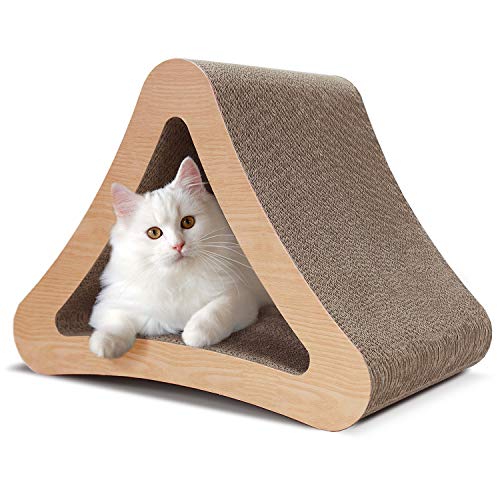 ScratchMe Triangle Cat Scratch Post and Scratching Board Prevents Furniture Damage Katzenkratzbaum, Holz, Dreieck, Dreieckig Cover
