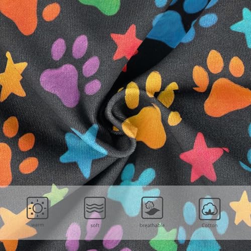 Joisal Cotton Girls Underwear Toddler Colorful Paw Prints Stars Black Panties for Girl Artistic Undies Kids Briefs 2t3