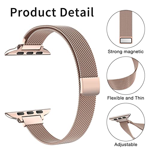 Image of for Apple Watch Band Series Ultra SE 8 7 6 5 4 3 2 1 38mm 40mm 41mm 42mm 44mm 45mm 49mm, Stainless Steel Slim & Thin Mesh Magnetic Clasp Strap Women and Girl Replacement Band for iWatch