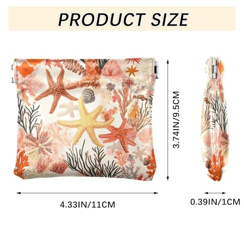 Coin Purse for Women Red Coral Starfish Coin Pouch Change Holder PU Leather Mini Wallet Portable Coin Bag Money Pocket3