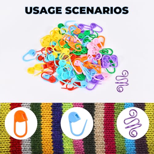 Image of TESEAS 2Pcs Crochet Ring + 100Pcs Stitch Markers Adjustable Crochet Tension Rings for Finger Handmade Open Yarn Guide Crocheting Rings Knitting Accessories with Box,The Ideal Aid to Knitting Supplies