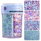 Pastel Mermaid Sprinkles for Cake Decorating, Ocean Seashell Sprinkles with Jimmies and Sanding Sugar for Ice Cream Cupcakes Brownie Cookie Baking Topping