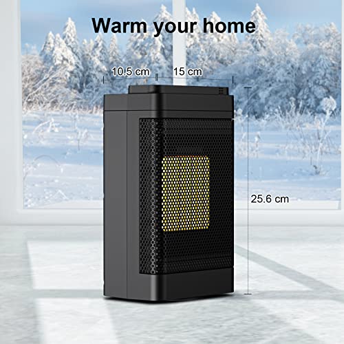 Elektrische radiator, 1500 W, mini-keramische radiator, ventilatorkachel met afstandsbediening, 70 graden oscillatie, 24 uur timer, regelbare thermostaat, 3 modi voor kantoor, slaapkamer, woonkamer - Afbeelding 7