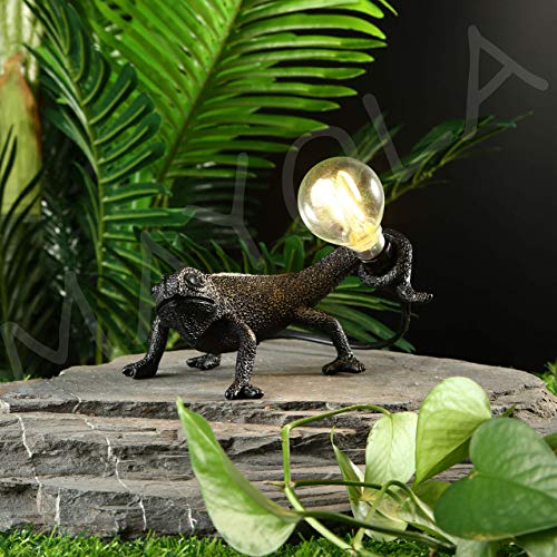 Image of MAYOLA Modern Chameleon Table Lamp,Desk lamp,Night Light,Wall Lamp, Resin Chameleon Lighting Fixture for Living Room, Bedroom, Office,Kids(Table Lamp, C-Black)