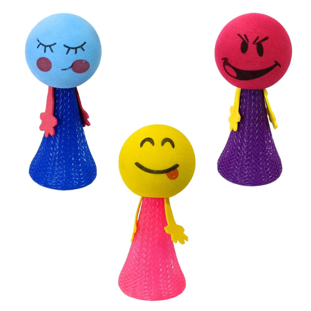 Jumping Spring Toy for Kids, Return Gifts for Birthday, Playing Bouncing Dolls for Kids(Multicolor) (Pack of 3)