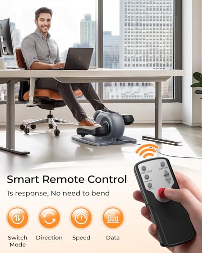 Image of Under Desk Elliptical, Ellipse Leg Exerciser for Seniors Adults Fully Assembled, Portable & Quiet Electric Seated Pedal Exerciser with 10 Adjustable Speed, Remote Control,Non-Slip Straps & Mat