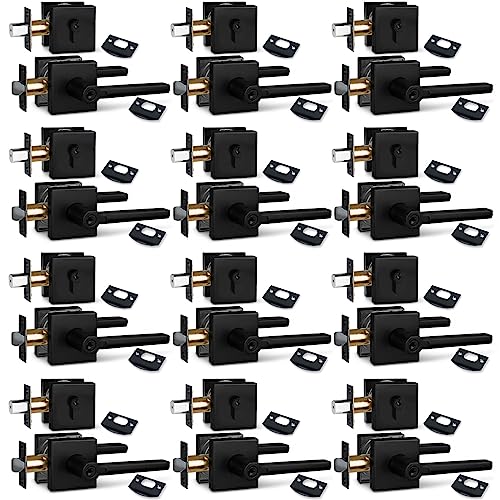 Image of NEWBANG (12Pack) Square Heavy Duty Keyed Entry Combo with deadbolt and Lever Door Handle in Matte Black (for Entrance /Exterior /Front /Office Door) Left or Right Handed