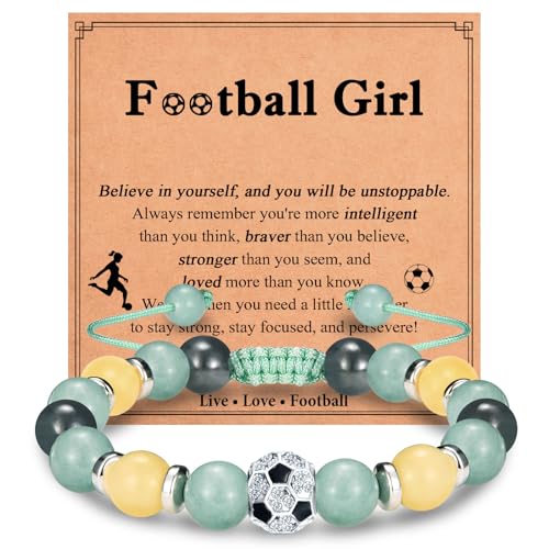 Pulsera de fútbol para niñas y adolescentes con amuleto deportivo ajustable