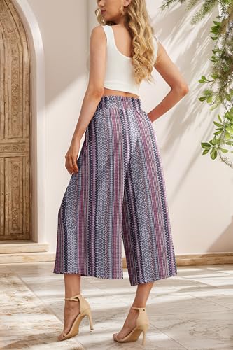 Image of IWOLLENCE Women Flowy Loose Wide Leg Pant Summer Beach Casual Trousers high Waist Adjustable Knot Business Work Casual Pants