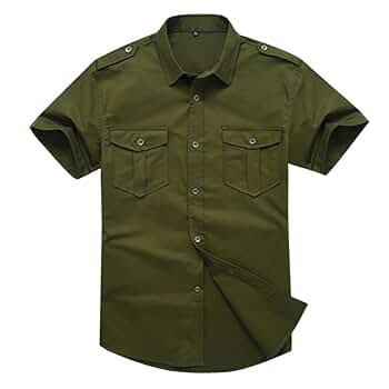 Amazon.com: Kinkia Men's Short Sleeve Military Shirt