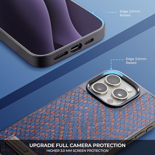 Image of PULOKA for iPhone 14 PRO Case, Back Cover with Kickstand & Metal Camera Ring & 360 Military-Grade Protection, | Ultra Hybrid Slim Case (Blue, iPhone 14 Pro)
