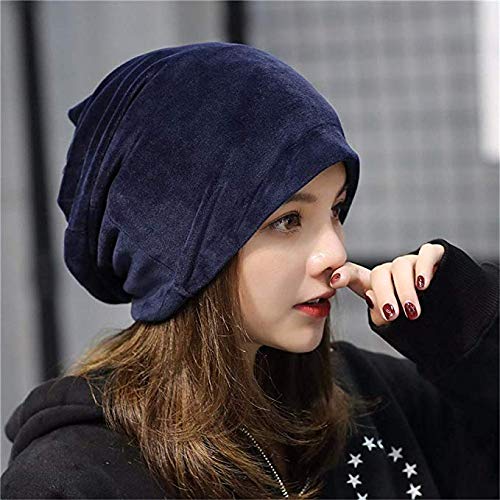 Bonnet de velours cache-oreilles chaud femme couleur pure rouge hiver