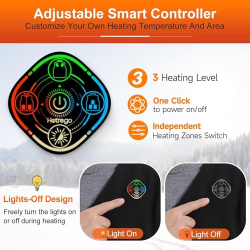 Heated Vest For Men with Battery Pack, Electric Heated Jacket, Smart Controller with Light-Out Design3