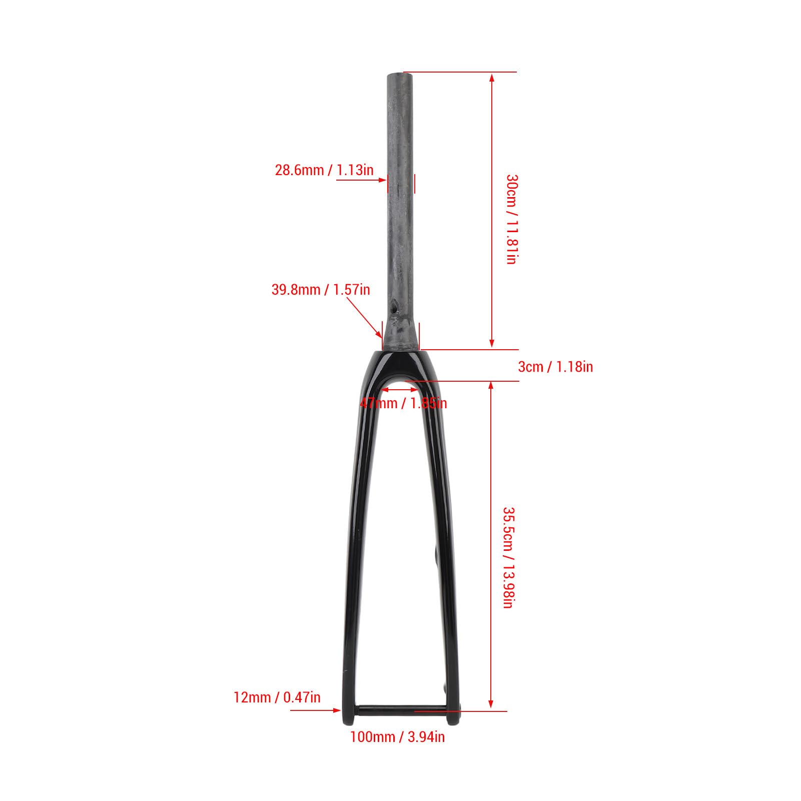 3K T800 Carbonfaser-Fahrradgabel, 100x12 mm Steckachse, 1-1/8 Zoll Durchmesser, 45 mm Offset, Flache Scheibenbremse (helles Licht)