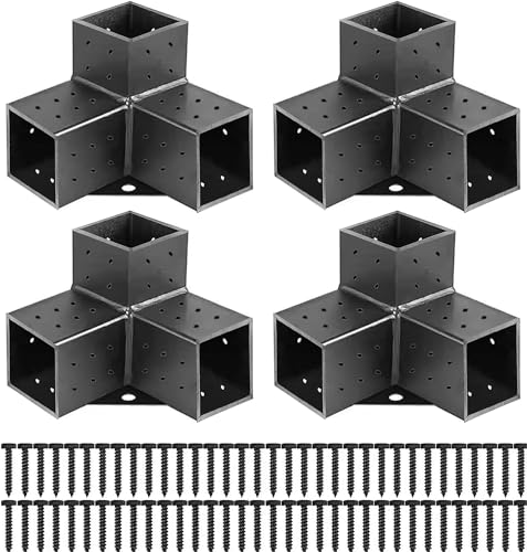 SSKFerier Pergola Brackets Kit 4x4, 3-Way Right Angle Corner Brackets...