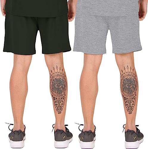 Image of London Hills Shorts Pant for Men Cotton Blend with Side Pockets | Shorts for Men | Half Pant for Man | Shorts' for Mens Stylish | Gym Short's for Man Workout | Boxer Shor'ts for Man's | Green, Navy