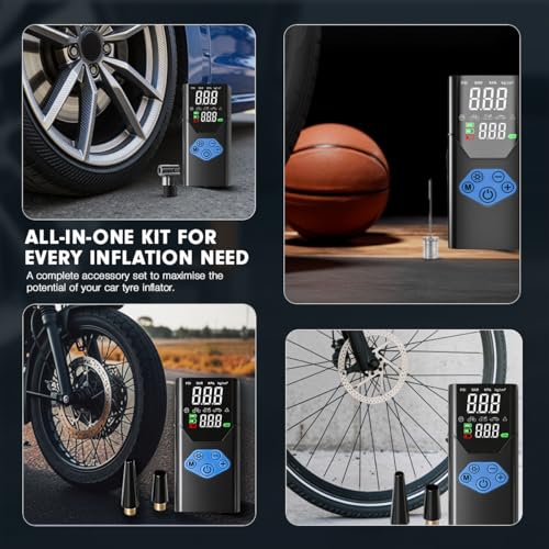Image of Blaupunkt Cordless Digital Tyre Inflator - TIF-999 DA-WL-12V, Tyre Inflator /Rechargeable & Corded Power Suitable for Cars, Motorcycles, Bicycles & Other Sports Equipment