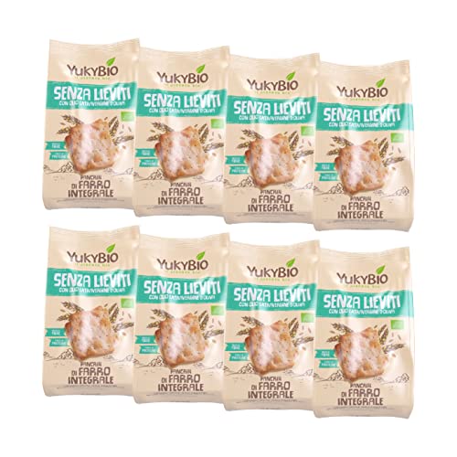 YukyBio, Pancrik de Espelta, Crackers de Espelta Integral sin Levadura, con Aceite de Oliva Virgen Extra, Fuente de Fibras, 100% Made in Italy, 8X200 g