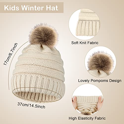 Hicdaw Kids Winter Hats Gloves Scarf Set Baby Mittens Gloves with Pompom Baby Winter Hat Toddler Beanie Hat for Boy Girl3