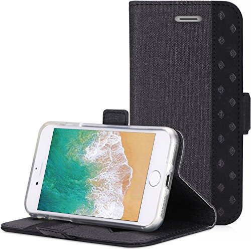 ProCase iPhone SE 2020 / iPhone 8 / iPhone 7 Wallet Case, Folio Folding Wallet Case Flip Cover Protective Case for 4.7-inch iPhone SE 2020 / iPhone 8 / iPhone 7, with Card Slots and Kickstand -Black