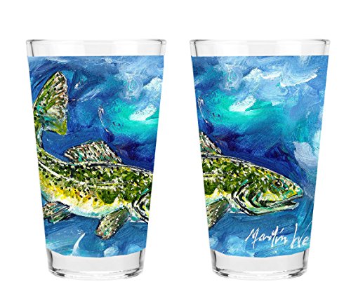 Caroline's Treasures MW1181PINT Trout Fish 16 ounce Mixing Glass Pint Glass for Beer, Margaritas, Sodas and More, Restaurant Quality Glassware
