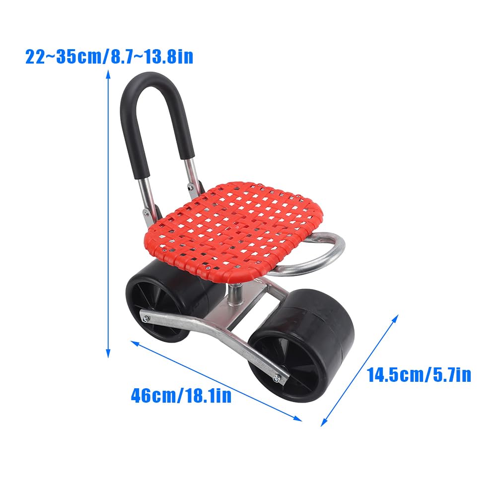 Siège de Jardin Roulant et Pivotant à 360° Hauteur Réglable | Chariot de Jardin Roulant avec une Hauteur Réglable de 22 à 35 cm pour Potager et Champ de Plantation