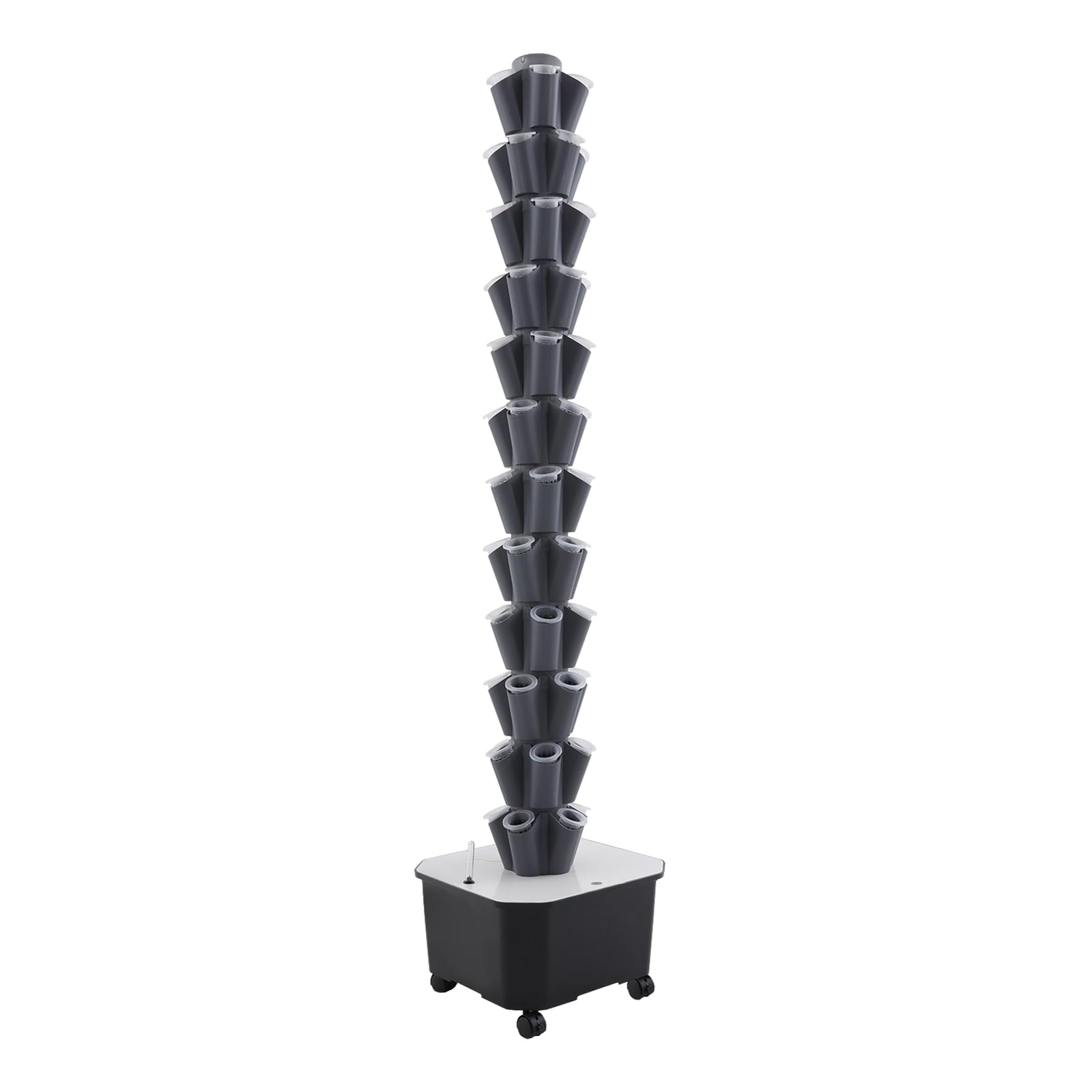 60 Löcher Hydroponic Tower, 12 Etagen Tower Growing System Kit, Hydroponisches Anbausystem mit Hydratationspumpe, Garten Hydroponischer Turm mit 25L Wassertank, Geeignet für Obst, Gemüse(Grau)