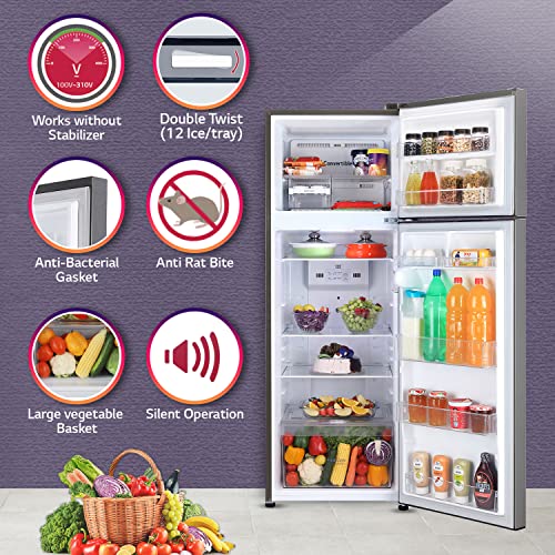 Image of LG 308 L 3 Star Frost-Free Smart Inverter Double Door Refrigerator Appliance (GL-S322RPZX, Shiny Steel, Convertible & Multi Air Flow, 2022 Model)
