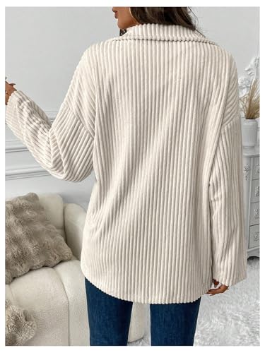 SOLY HUX Women's Corduroy Jacket Long Sleeve Button Front Flap Pocket Shacket Jacket Outerwear2