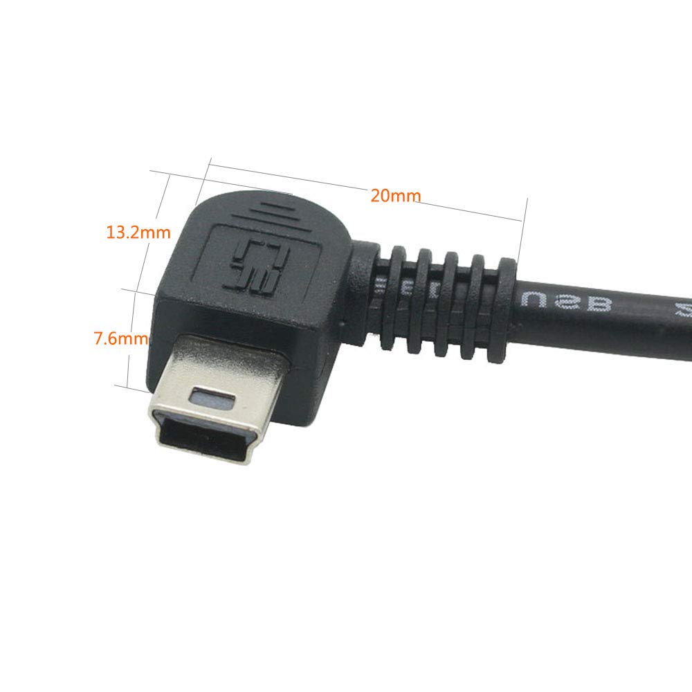 Câble USB A mâle vers Mini USB B 5 Broches mâle à Angle Droit 180 cm 0.5m Left Angle(0.5m)