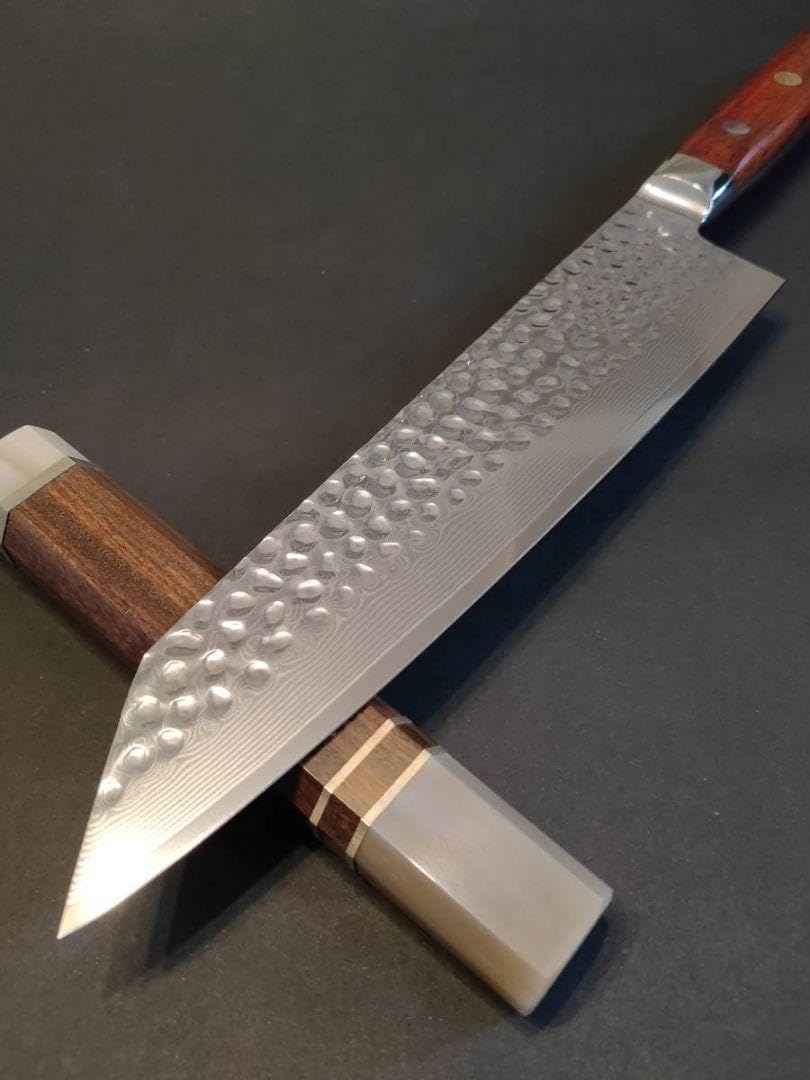 槌目33層ダマスカスV金10号切付包丁 レッドマリー柄 Amazon.co.jp: 木鞘付き槌目33層ダマスカスV金10号切付包丁 レッド