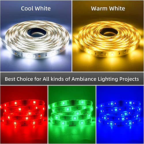Image of GIDEALED 24V RGBWW LED Strip Lights 32.8ft,RGB+Cool White Warm White 2700K~6000K,6 Wires RGB CCT LED Light Strip for Bedroom Decoration Ambiance Lighting,Only RGBCCT LED Strip Light 10m