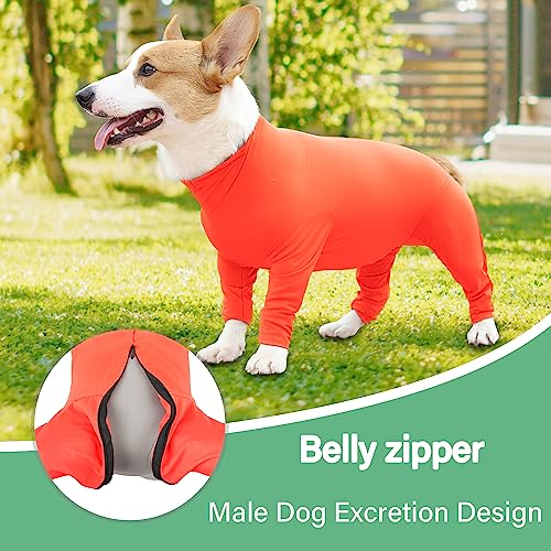 Image of Etdane Recovery Suit for Dogs Surgery Suit Female Spay Dog Surgical Recovery Suit Male Dog Onesie for Surgery Female Anti Licking Wounds Dog Shedding Suit Orange /X-Small