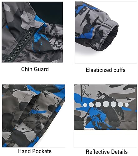 Image of Boys Girls Rain Jackets Waterproof Hooded Fleece Raincoats Lightweight Windbreakers for Kids