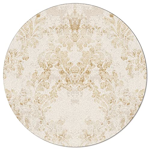 Round Area Rugs 3 Ft Diameter For Nursery Room Vintage Rustic Floral Design Yellow Decorative Rug Carpet Floor Mat Yoga Mat For Boys Girls Playroom Home Decor #TOP1