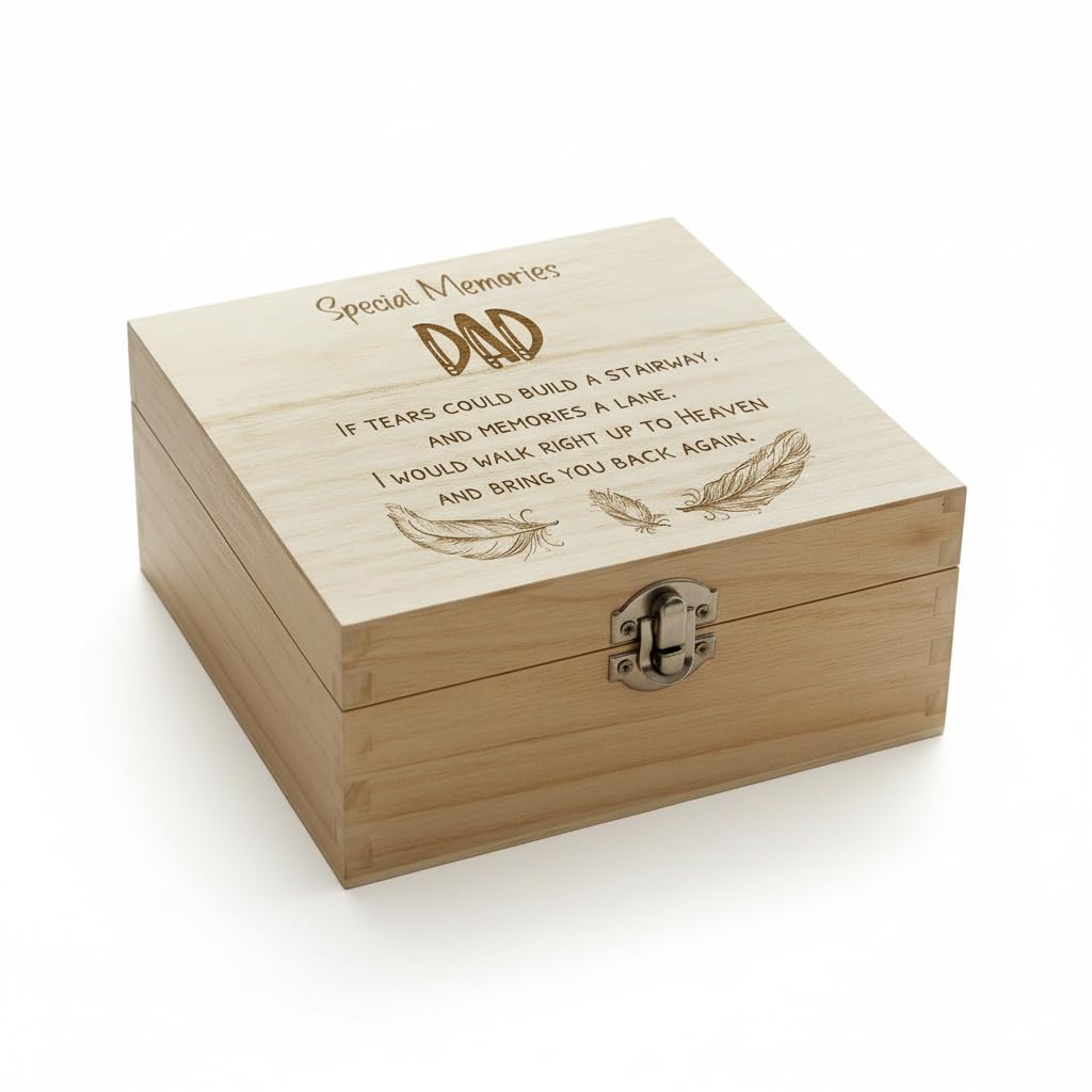 ukgiftstoreonline Dad In Loving Memory Engraved Wooden Keepsake Box Gift