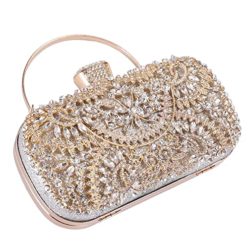 Pochette élégante femme sac main rectangle argent avec bandoulière chaîne amovible