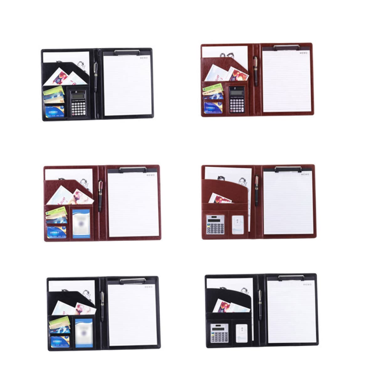 DOITOOL Fashion Business Office Folder PU Leather File Holder with Calculator and Notebook Organizer for Home Office School and Store Use Multi Functional Design for Documents and Paper