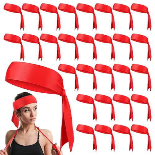 Image of Hiboom 30 Pack Tie Headband Bulk Sports Tennis Head Tie Ninja Karate Tie Back Athletic Sweatbands Adjustable Hair Bands for Women Men Basketball, Football, Soccer, Running, Yoga Workout