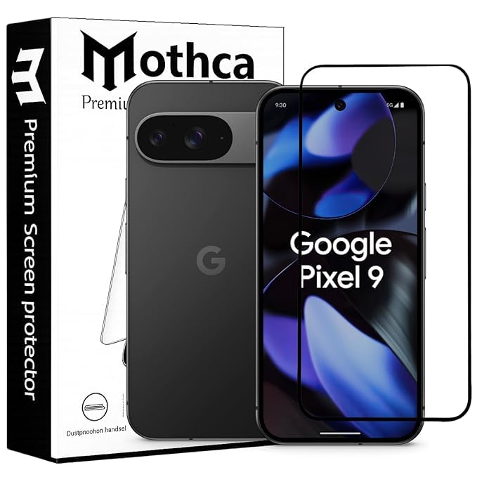 Image of Mothca Military-Grade Gorilla Tempered Glass Screen Protector for Google Pixel 9 /9 Pro | Black | Edge-to-Edge Full Screen Coverage | Scratch Resistant | Easy Installation Kit